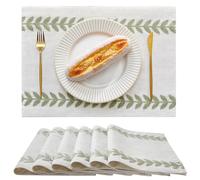 Wracra Sets de Table brodés lavables, 33 x 45 cm, Lot de 6 Sets de Table, napperons rustiques en Saule irrégulier résistants à la Chaleur pour la Salle à Manger, Les fêtes et l'usage Quotidien