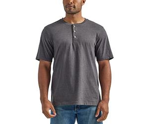 Wrangler Authentics Authentics Henley T-Shirt à Manches Courtes pour Homme, Gris Anthracite chiné, S