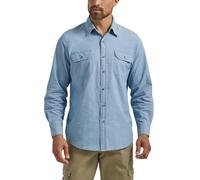 Wrangler Authentics Chemise tissée Classique à Manches Longues Bouton Bas, Indigo Clair, M Homme
