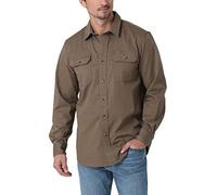 Wrangler Authentics Chemise tissée Classique à Manches Longues Bouton Bas, Teck chiné, XX-Large Homme