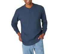 Wrangler Authentics Long Sleeve Waffle Henley Chemise, Robe Bleu chiné, L Homme