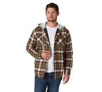 Wrangler Authentics Long Sleeve Quilted Lined Flannel Shirt Jacket with Hood Chemise boutonnée, Vert Olive, M Homme