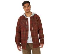 Wrangler Authentics Long Sleeve Quilted Lined Flannel Shirt Jacket with Hood Chemise, Caramel, XXL Homme