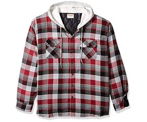 Wrangler Authentics Long Sleeve Quilted Lined Flannel Shirt Jacket with Hood Veste Chemise matelassée à Manches Longues en Flanelle doublée avec Capuche Homme