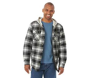 Wrangler Authentics Long Sleeve Quilted Lined Flannel Shirt Jacket with Hood Veste Chemise matelassée à Manches Longues en Flanelle doublée avec Capuche Homme