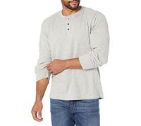 Wrangler Authentics Henley gaufré à Manches Longues Chemise, Gris chiné Clair, L Homme