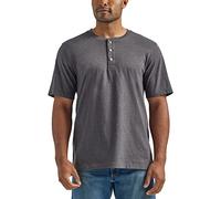 Wrangler Authentics Men's Big & Tall Short Sleeve Henley Tee, Charcoal Heather, XL