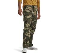 Wrangler Authentics Men's Fleece Lined Cargo Pant, Green Brown Camo