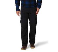 Wrangler Authentics Pantalon Cargo doublé en Polaire décontracté, Noir sergé, 30 W/32 L Homme