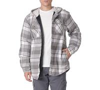 Wrangler Authentics Veste chemise en flanelle matelassée à manches longues pour homme avec bouton à capuche, gris, XXL