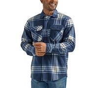 Wrangler Authentics Veste Chemise en Polaire à Carreaux à Manches Longues Bouton Bas, Total Eclipse, XL Homme