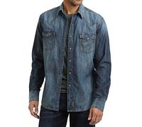 Wrangler Big & Tall Retro Two Pocket Long Sleeve Snap Shirt Chemise, Bleu Denim, Taille XL Hauteur Homme
