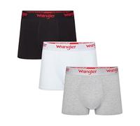 Wrangler Boxer Homme Caleçon Boxeur, Noir/Blanc/Gris chiné, S (Lot de 3)