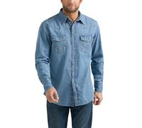 Wrangler Chemise à Boutons-Pression Collection Denim pour Homme (Bleu, Taille L, Coupe Droite, Manches Longues, 71,1 cm, 2 Poches, Style Occidental, Tissu Doux, Rangement à accès Rapide, Fermeture à