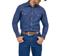 Wrangler Chemise à Manches Longues Coupe Cowboy pour Homme, Bleu délavé, Indigo, L