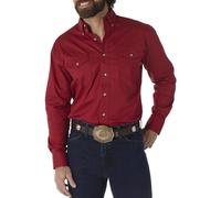 Wrangler Chemise boutonnée à Manches Longues à Deux Poches pour Homme, Rouge, XL