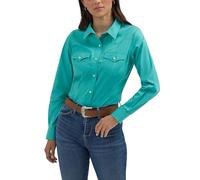 Wrangler Chemise boutonnée rétro pour Femme, Aqua Vif, L