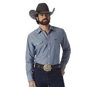 Wrangler Chemise de Travail Western à Manches Longues avec Boutons-Pression et Finition Ferme, Chambray Bleu Moyen, 2X Haut Homme