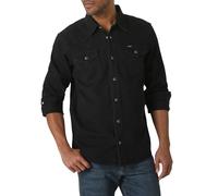 Wrangler Iconic Regular Fit Snap Shirt Chemise à Bouton Bas, Noir/Denim, L Homme