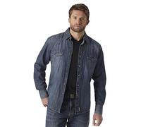 Wrangler Chemise rétro à Deux Poches à Boutons Pression, Bleu Jean, M Homme