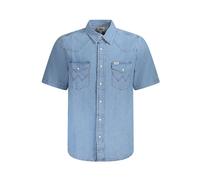 Wrangler - Chemise Western à Manches Courtes - Homme - Chemises - Bleu - Taille: S