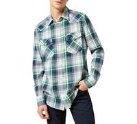 Wrangler Chemise Western pour Homme, Vert/Bleu, XL