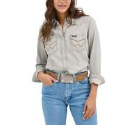 Wrangler Chemise Western en Jean à Manches Longues et Boutons-Pression sur Le Devant Blouse, Denim Gris, L Femme