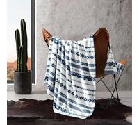Wrangler - Couverture, literie en Polaire Douce en Peluche, décoration Occidentale pour lit ou canapé (Diamond Trail Blue, 127 x 152,4 cm)