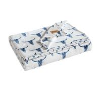 Wrangler - Couverture, literie en Polaire Ultra Douce en Peluche, Inspiration Yellowstone, literie luxueusement Douce pour lit ou canapé (tête de Direction Bleue, très Grand lit)