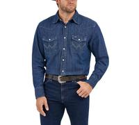 Wrangler Western Chemise de Travail Manches Longues avec Boutons-Pression Finition Délavée, Denim foncé, XXL Homme