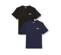 Wrangler Homme Lot de 2 Captains Thé Sign Off Blue T shirt, Bleu, S EU