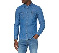 Chemise Western - Wrangler - Denim Bleu - Slim - Manches Longues - 100% Coton L