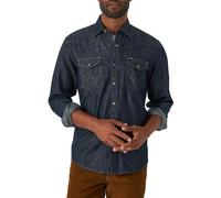 Wrangler Iconic Regular Fit Snap Shirt Chemise à Bouton Bas, Denim rincé, M Homme