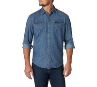 Wrangler Iconic Regular Fit Snap Shirt Chemise à Bouton Bas, Denim teinté Moyen, XL Homme