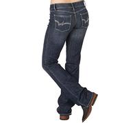 Wrangler Jean Western Semi-évasé Taille mi-Haute Extensible pour Femme, Bleu Marine, 9-34