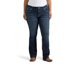 Wrangler Jean Western Semi-évasé Taille mi-Haute Extensible pour Femme, Lavage Moyen, 19-34