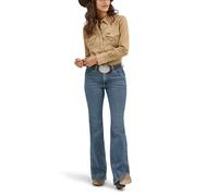 Wrangler Chemise Western en Jean à Manches Longues et Boutons-Pression sur Le Devant Blouse, Rawhide, Taille XL Femme