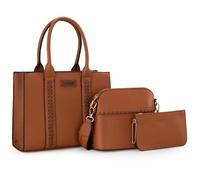 Wrangler Lot de 3 sacs à main pour femme avec sac fourre-tout et bandoulière, marron, Medium