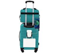 Wrangler Lot de 3 valises rigides intelligentes avec Port de Charge USB, Vert bleuté., 2 Piece Set, Spinner