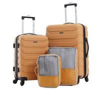 Wrangler Lot de 4 valises et Cubes d'emballage, Ambre doré., 4 Piece Set, Miami Ensemble de Bagages et Cubes d'emballage