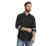 Wrangler Men s Retro Western Snap Front Long Sleeve Shirt, Black, S