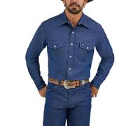 Wrangler Men's Authentic Cowboy Cut Work Western Long-Sleeve Firm Finish Shirt, Rigid Indigo Denim, X-Large