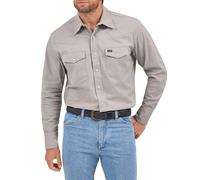 Wrangler Men's Big-Tall Big & Tall Long Sleeve Workshirt, Cement, Tall/Large