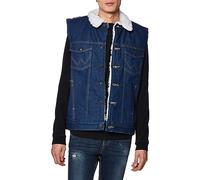 Wrangler Men's Sherpa Lined Denim Vest, Denim/Sherpa, Large