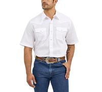 Wrangler Men's Sport Western Basic Two Pocket Short Sleeve Snap Shirt, White, Large