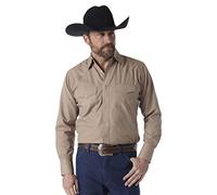 Wrangler Men's Sport Western Snap Shirt Dobby Stripe, Dark Tan, 2X-Large
