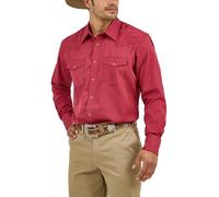 Wrangler Men's Tall Sport Western Snap Shirt Dobby Stripe, Wine, Large Tall