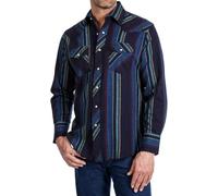 Wrangler Men's Western Flannel Shirt Lightweight, Stripe, Medium