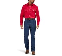 Wrangler Ms70619 Chemise de Travail Western à Manches Longues et Fermeture à Pression pour Homme Coupe de Cowboy Finition Solide, Rouge, XXL