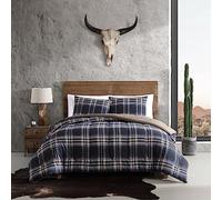 Wrangler - Parure de lit King Size, Parure de lit réversible avec Couvre-Oreiller(s) Assorti(s), décoration d'intérieur décontractée (Carreaux Bleu Ville, très Grand lit)